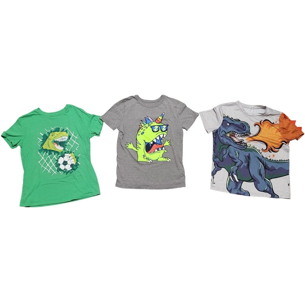 Boys Dinosaur Monster Graphic T-Shirt Bundle Cat & Jack Shein Size 8 9 10 Mixed - Picture 1 of 5